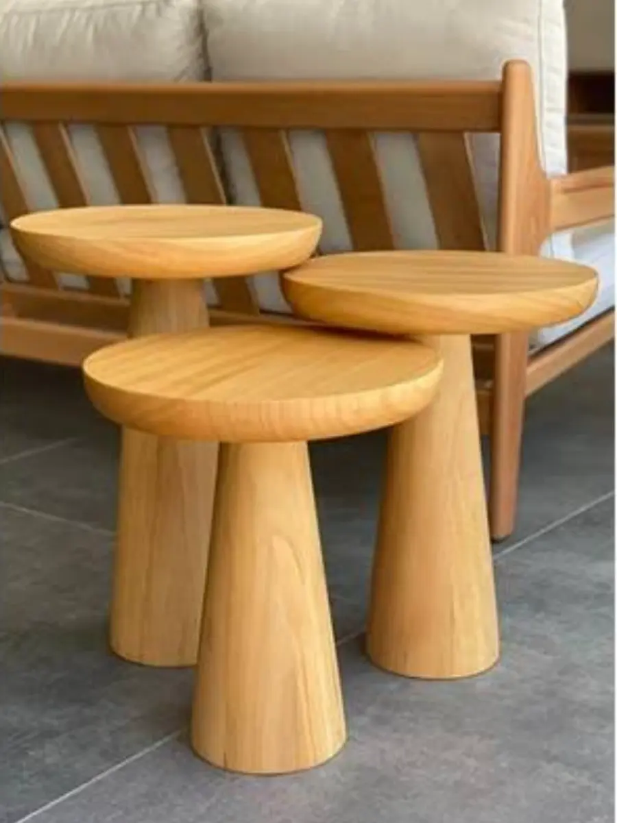 Mantar Form Zigon Sehpa 3’lü Set – Masif Ahşap Modern Sehpa zigon-mantar-sehpa